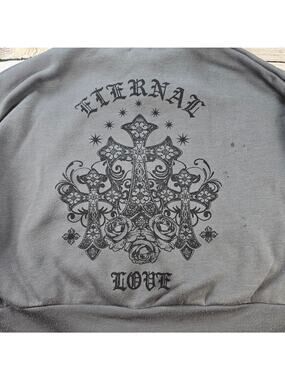 Faded Rose Essentials Women's Gray L Full Zip Cropped Hoodie Eternal Love
